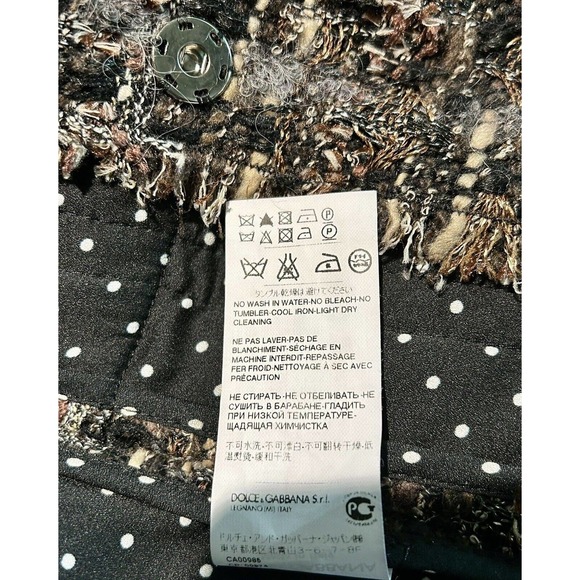 DOLCE & GABBANA 2 PC Black Camel Gray Boucle Tweed & Lace Sheath Dress w/Jacket - Picture 15 of 16